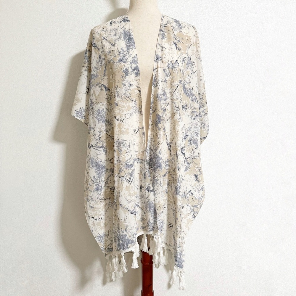 Lush Tassel Trim Kimono Cardigan Swim Cover